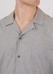 Men's Cotton Flannel Pyjama Shirt in Mid Grey Melange