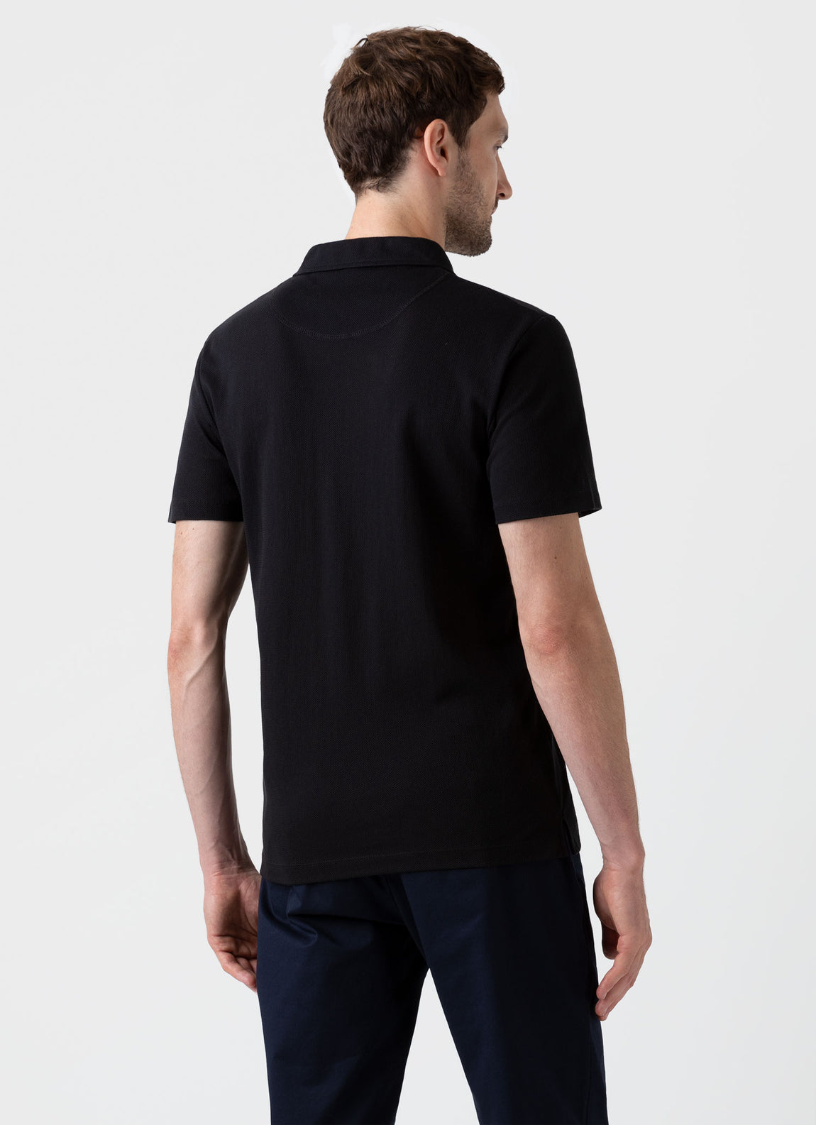 Men's Riviera Polo Shirt in Black | Sunspel