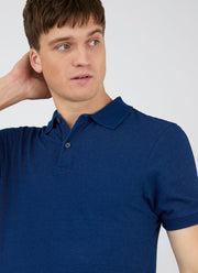 Men's Indigo Dyed Piqué Polo Shirt in Real Indigo