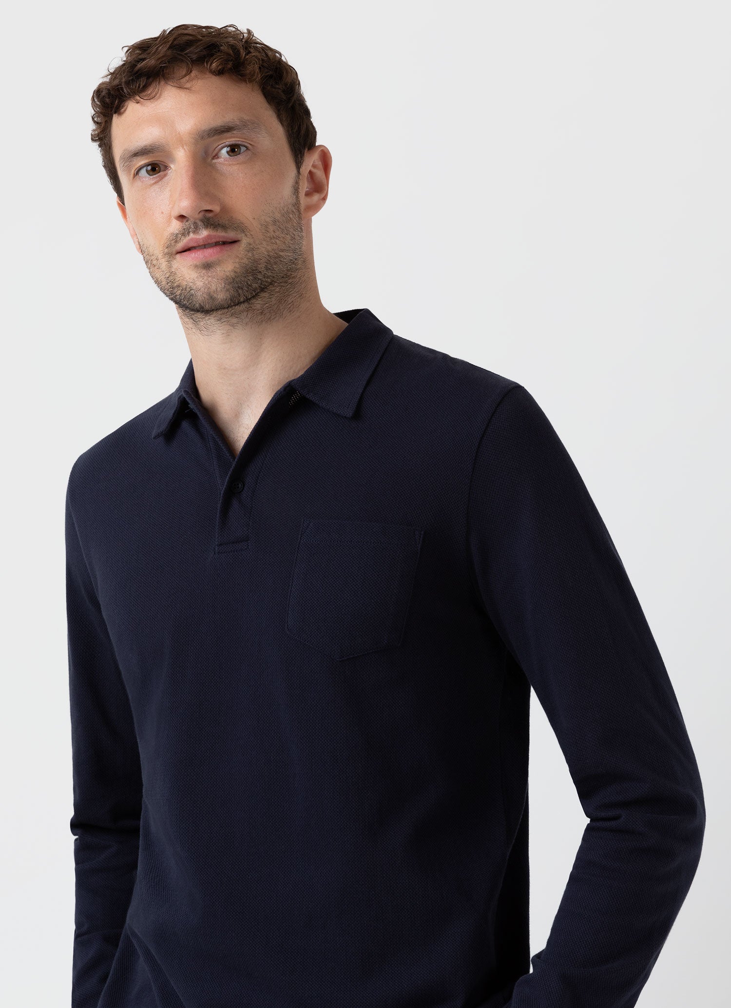 Mens blue shop long sleeve polo