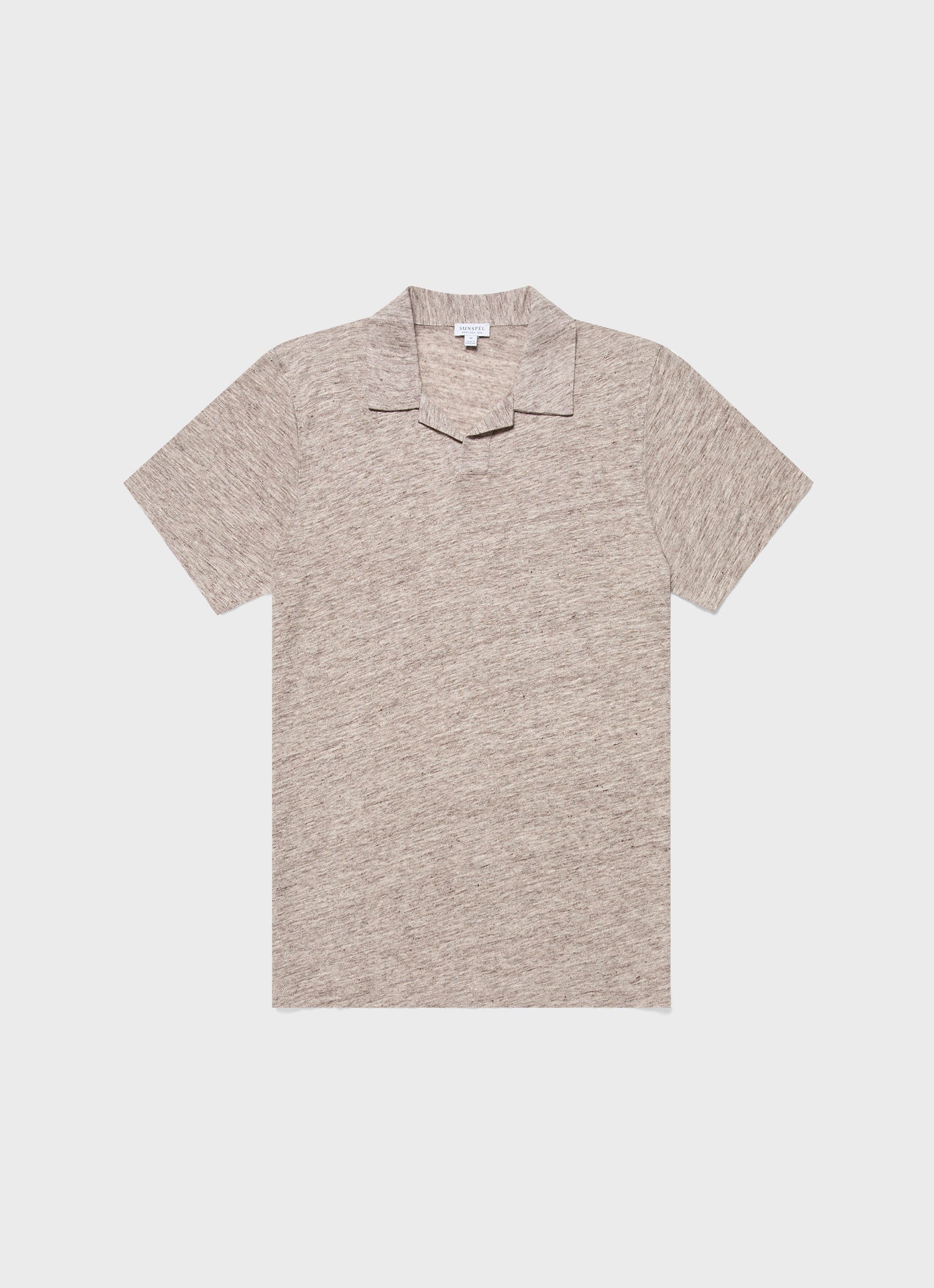 Men's Linen Polo Shirt in Oatmeal Melange