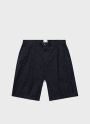 Men's Pleated Twill Short in Dark Navy