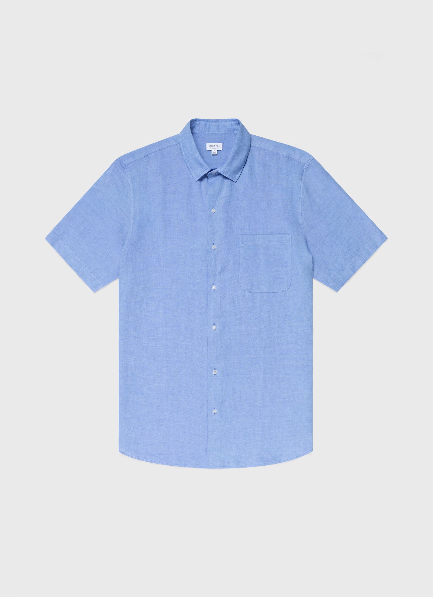 Men's Short Sleeve Linen Shirt in Cool Blue | Sunspel