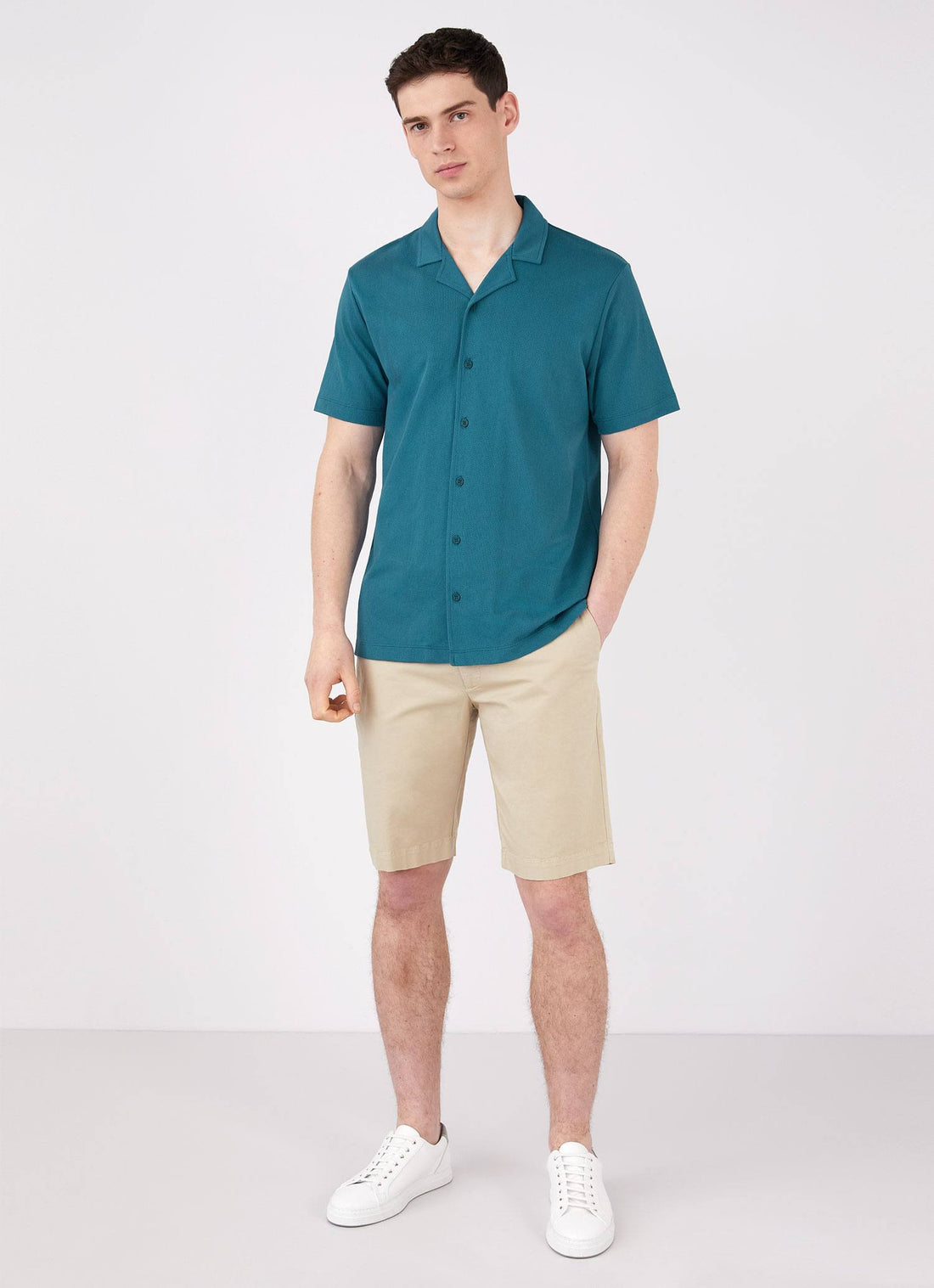 Men's Riviera Camp Collar Shirt in Lagoon Blue