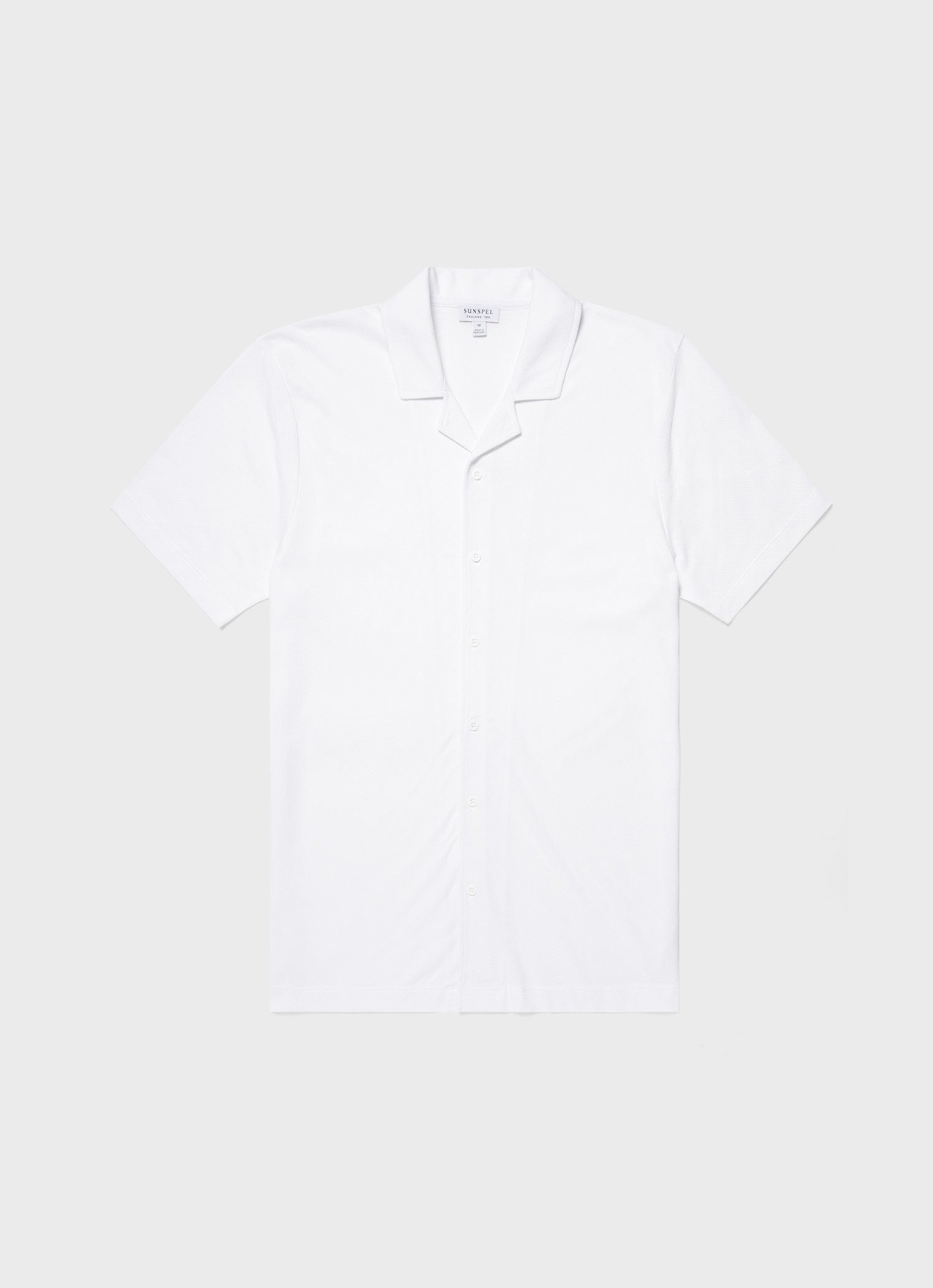 Men's Riviera Camp Collar Shirt in White | Sunspel