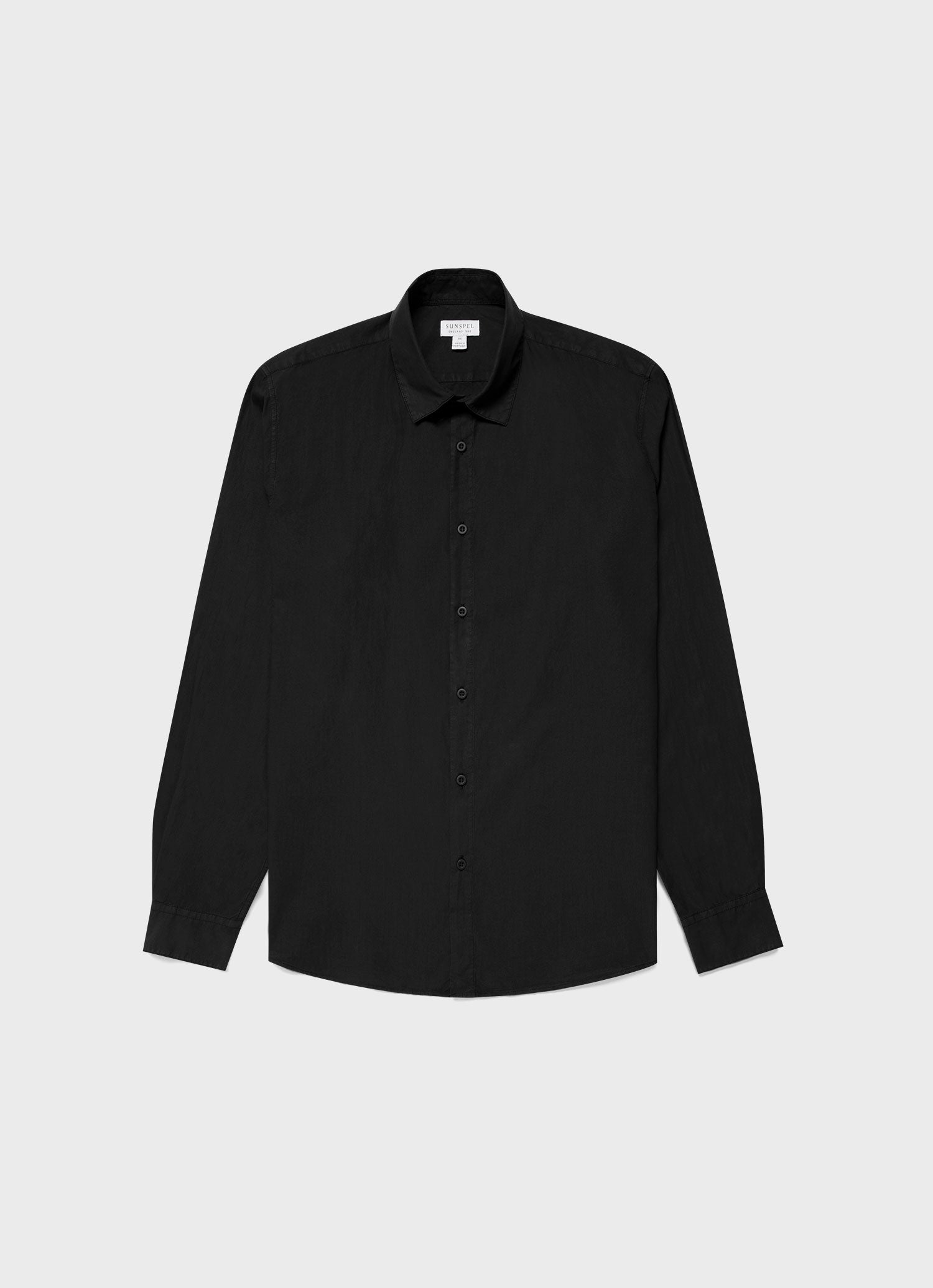 Men's Lightweight Poplin Shirt in Black | Sunspel