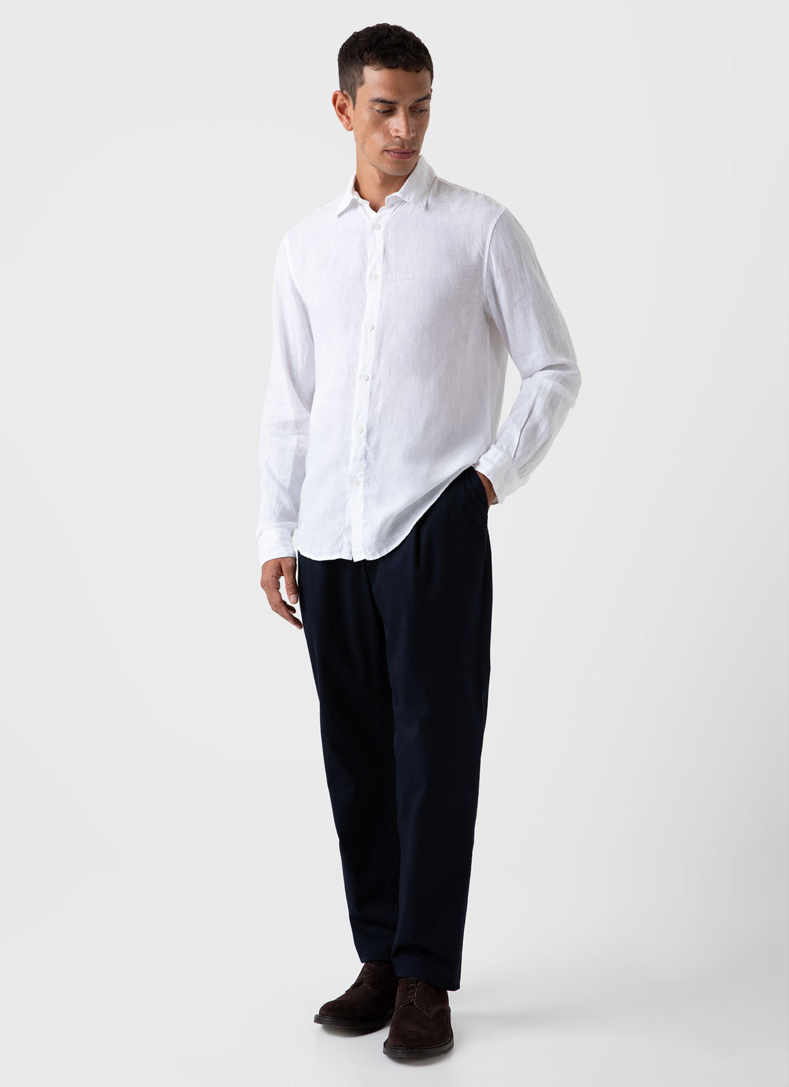 Men's Linen Shirt in White | Sunspel