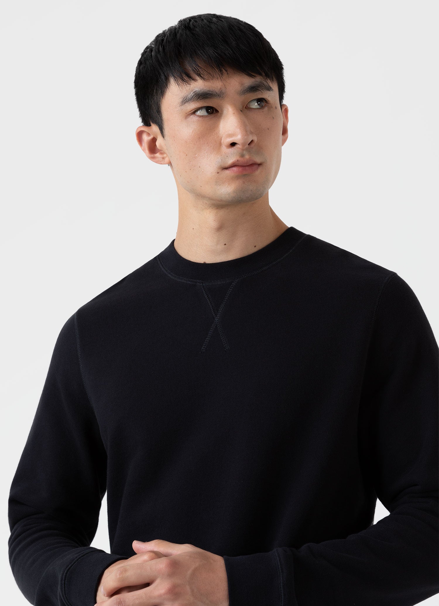 Men's Loopback Sweatshirt in Black | Sunspel