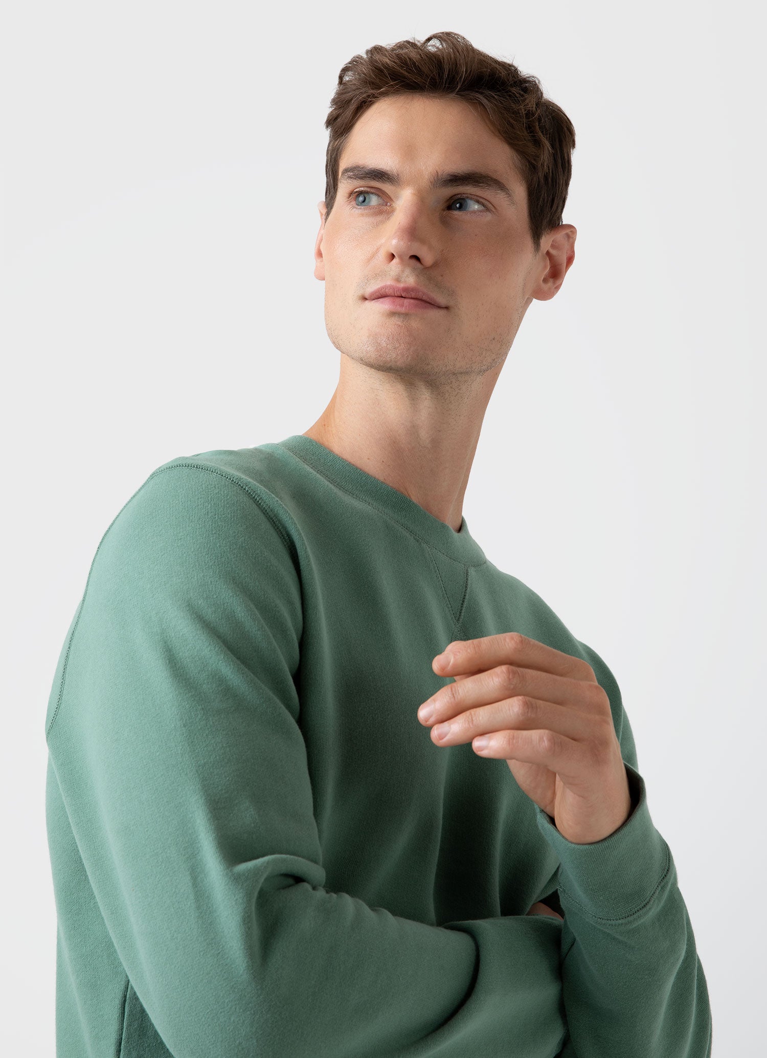 Men's Loopback Sweatshirt in Thyme | Sunspel