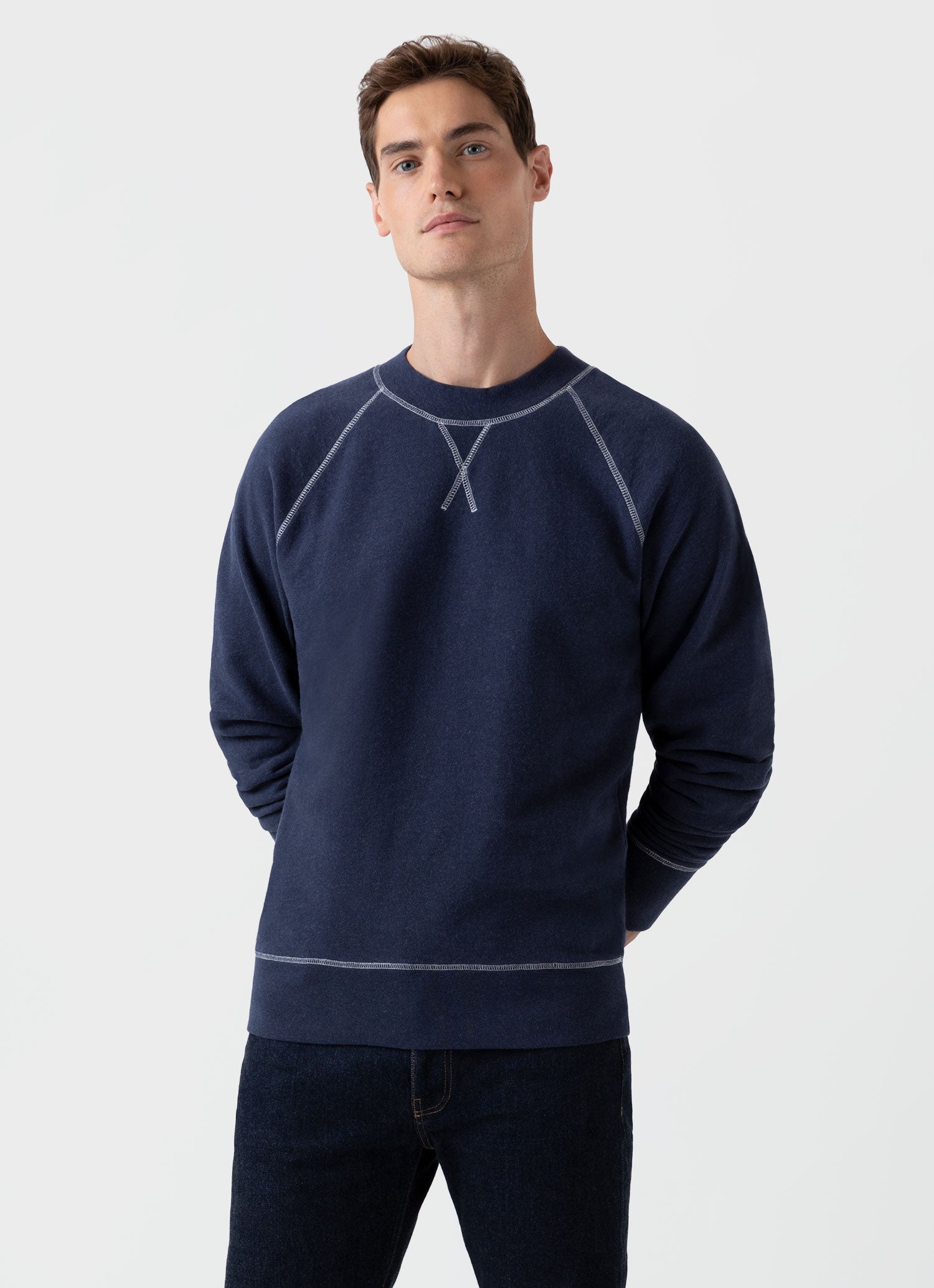 Men's Fleeceback Sweatshirt in Navy Melange