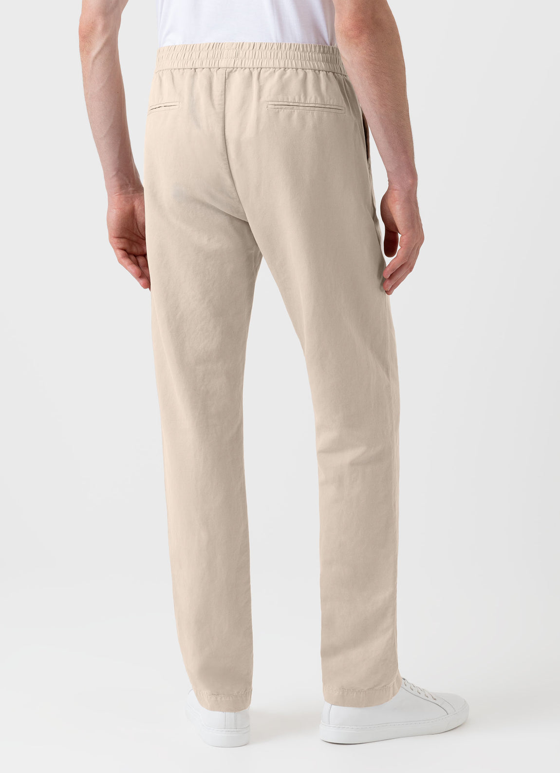 Men's Cotton Linen Drawstring  Trouser in Light Sand