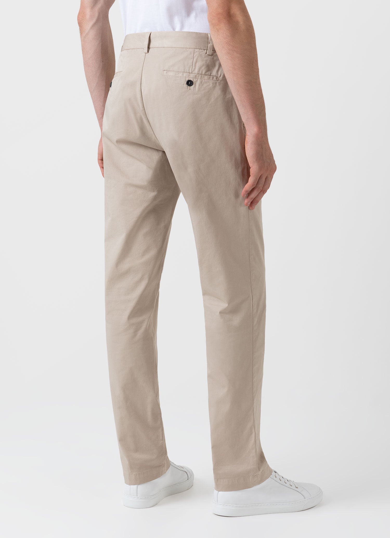 Men's Regular Fit Stretch Chino in Light Stone | Sunspel