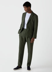 Men's Pleated Linen Trouser in Hunter Green