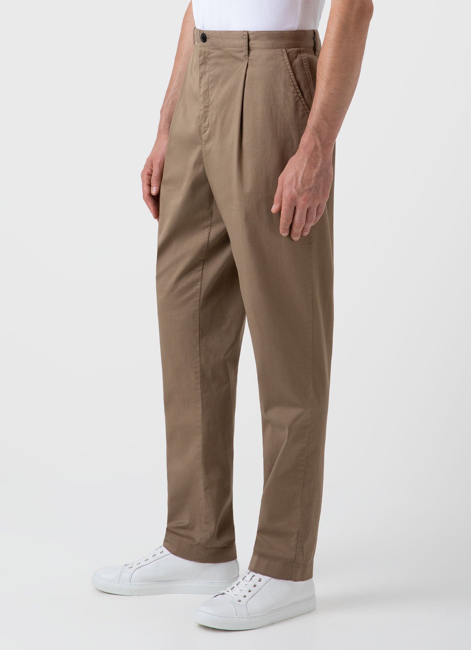 Men's Pleated Cotton Chino - Olive - Community Clothing