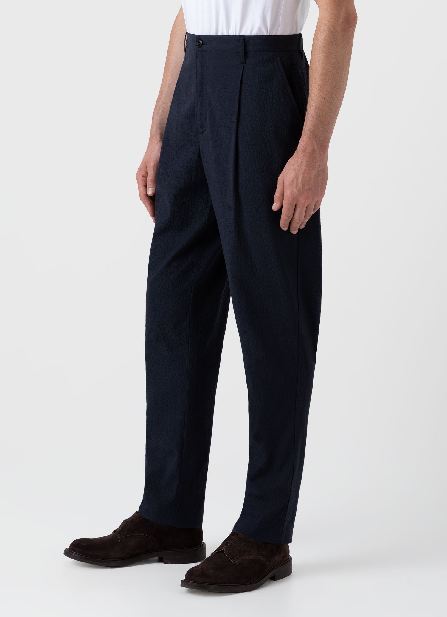 Pleated Seersucker Trouser