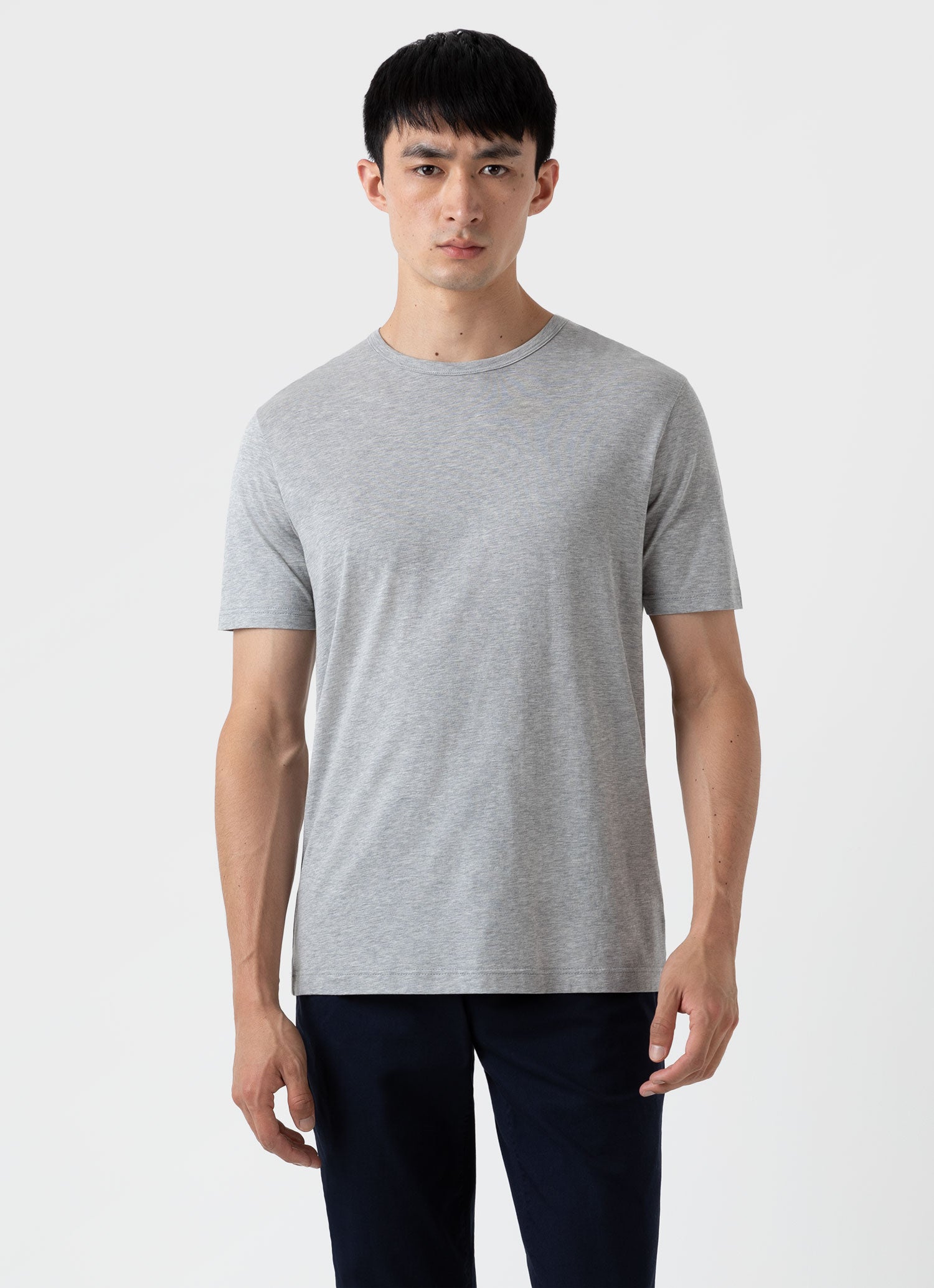 Men's Classic T-shirt in Grey Melange | Sunspel