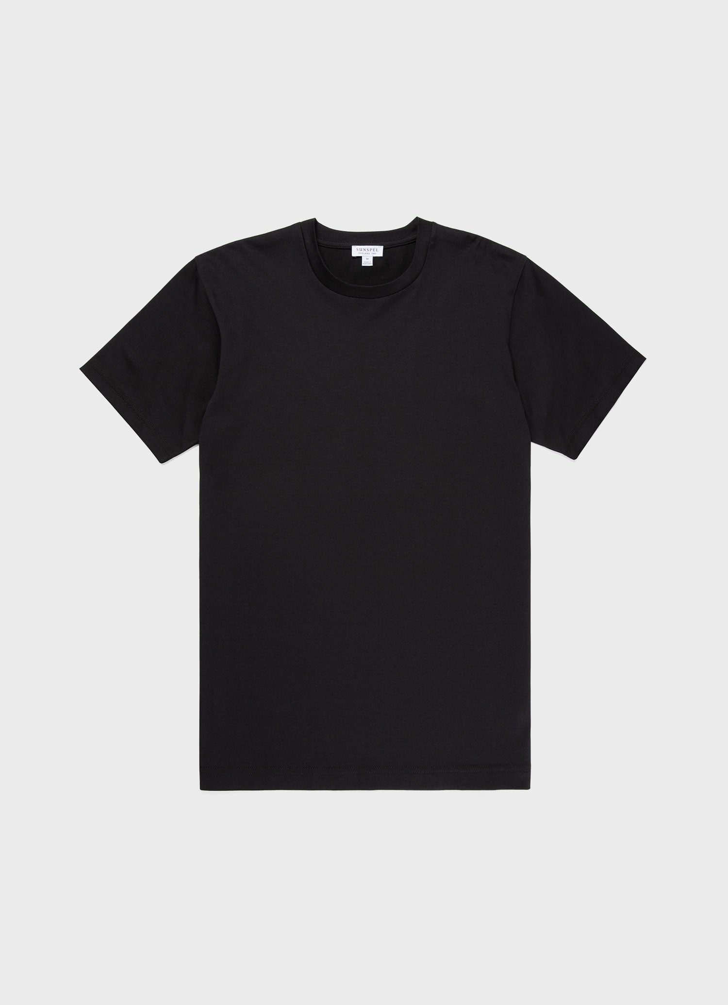 Men's Riviera Midweight T-shirt in Black | Sunspel