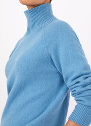 Women's Lambswool Funnel Neck Jumper in Storm Blue