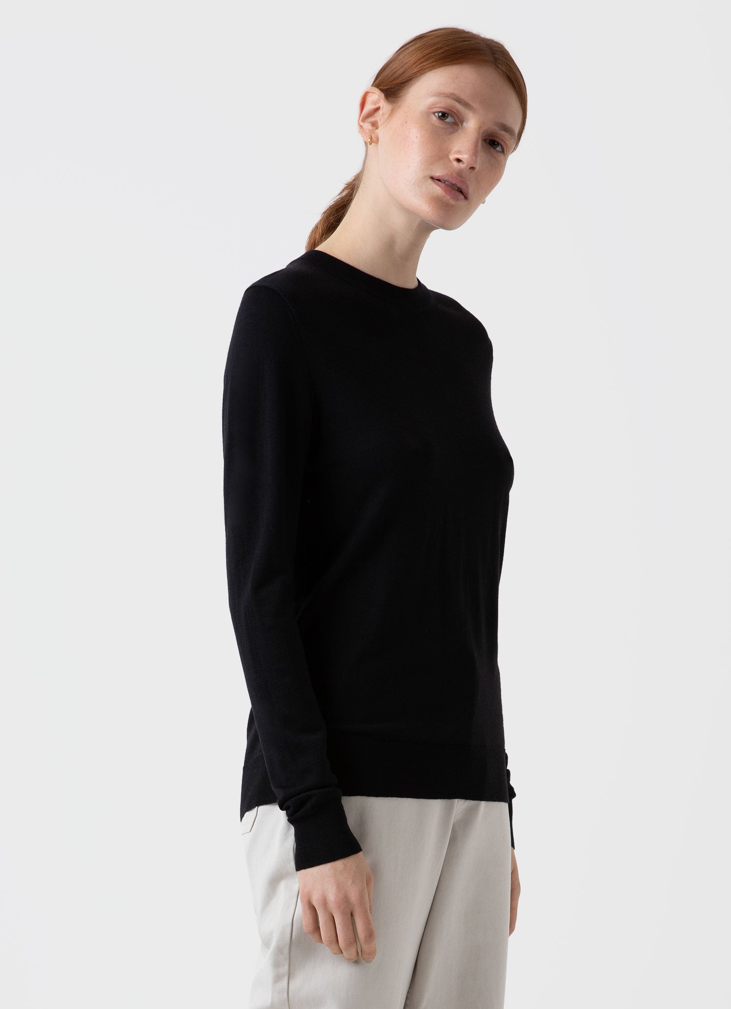 Ladies black shop crew neck jumper