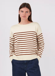 Women's Breton Stripe Jumper in Ecru/Gingerbread