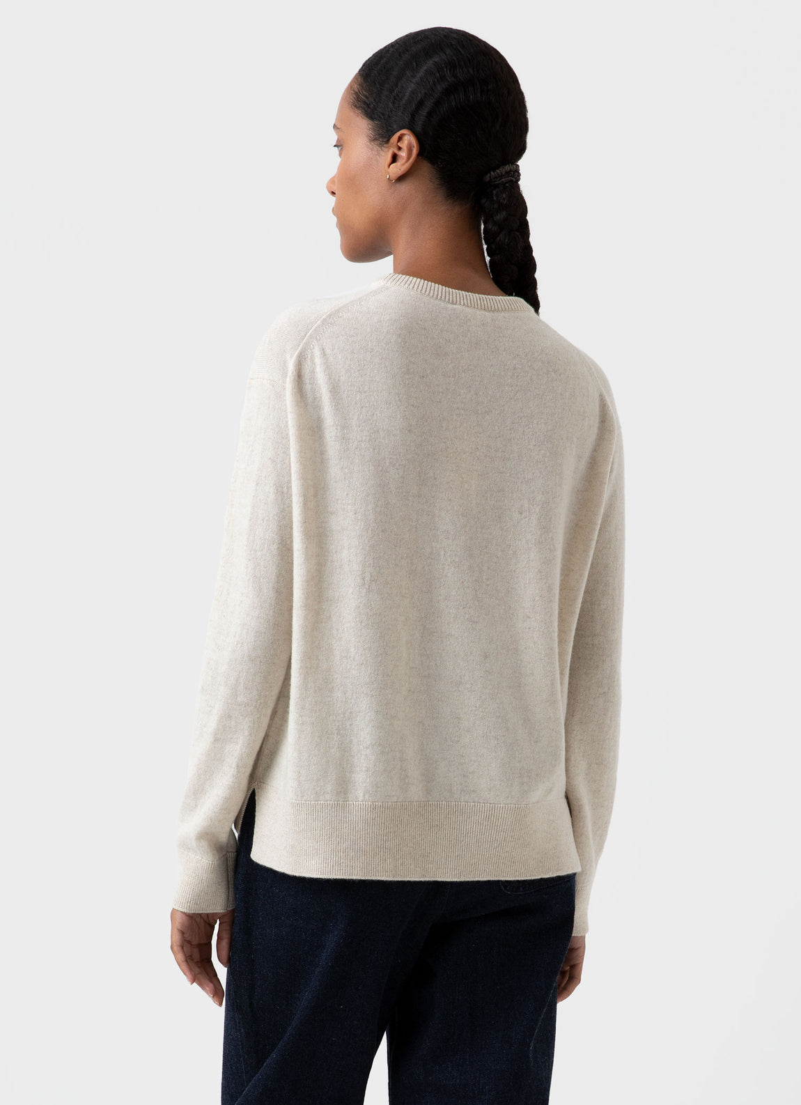 Women's Cashmere Crew Neck Jumper in Natural Ecru