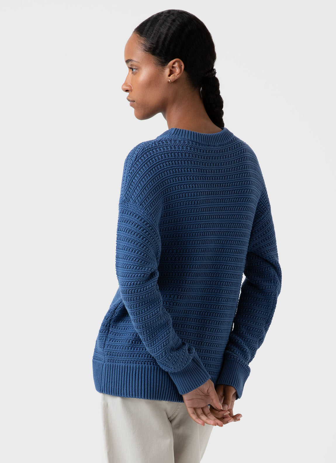 Women's Chunky Textured Jumper in Bluestone