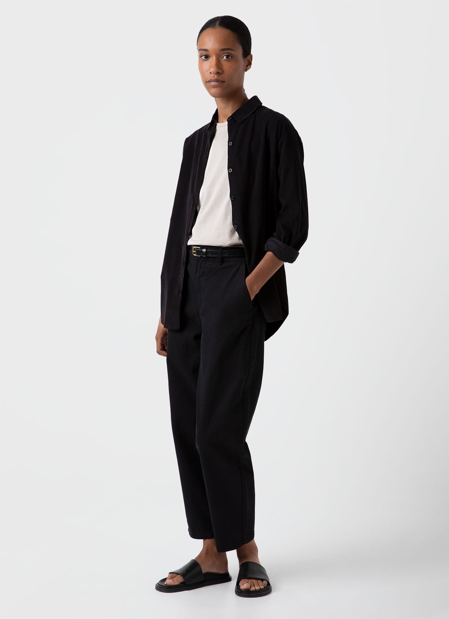 Women's Corduroy Shirt in Black | Sunspel