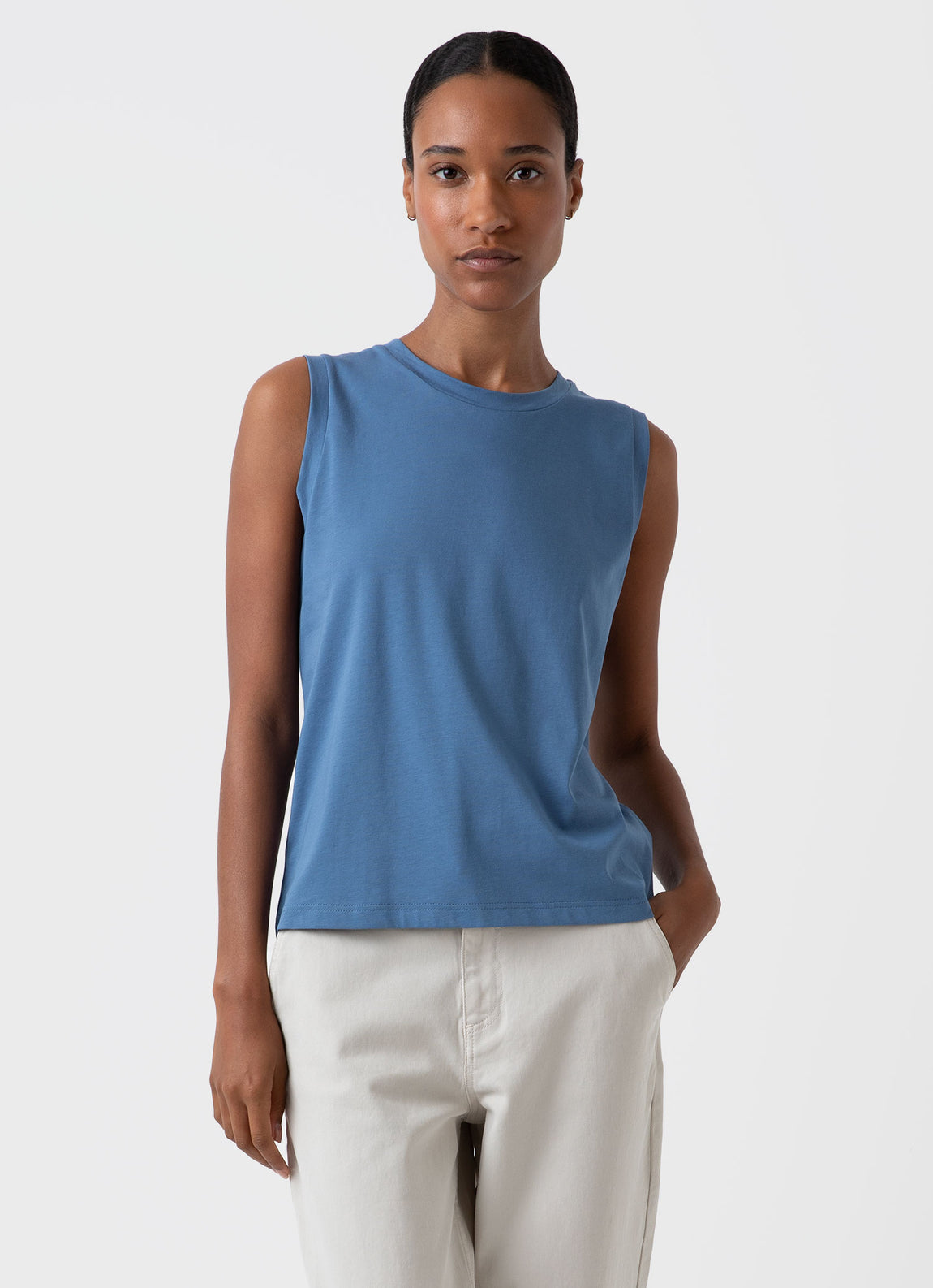 Women's Boy Fit Tank in Bluestone